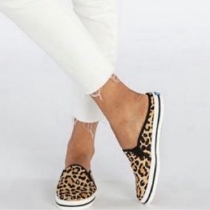 Keds by Kate Spade Double Deck Mule Slides Leopard Calf Hair Size 8